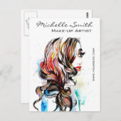 Waterverf kleurrijke haarstyling golvende haar mak briefkaart (Voorkant / Achterkant)