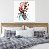 Waterverf kleurrijke haarstyling golvende haar mak canvas afdruk (Insitu (Slaapkamer))