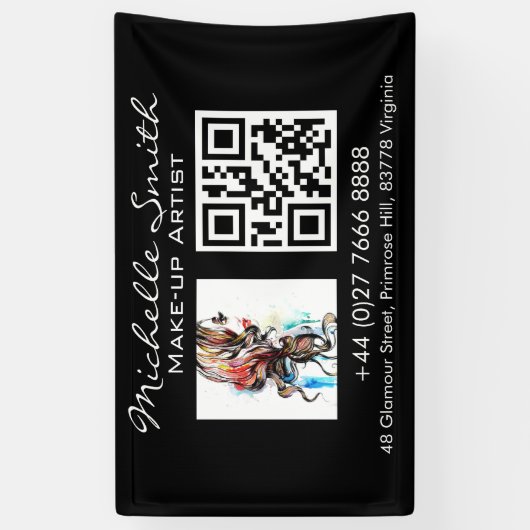 Waterverf kleurrijke haarstyling golvende haar mak spandoek (Verticaal)