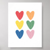 Waterverf kleurrijke harten print (Voorkant)