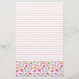 Waterverf Kleurrijke Harten Roze Pastelvoering Briefpapier