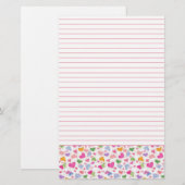 Waterverf Kleurrijke Harten Roze Pastelvoering Briefpapier (Voorkant / Achterkant)