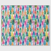 Waterverf Kleurrijke Heldere Regenboog Kerstbomen Cadeaupapier (Vlak)