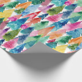 Waterverf Kleurrijke Heldere Regenboog Kerstbomen Cadeaupapier (Hoek)