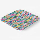 Waterverf Kleurrijke Heldere Regenboog Kerstbomen Papieren Bordje (Gebogen)