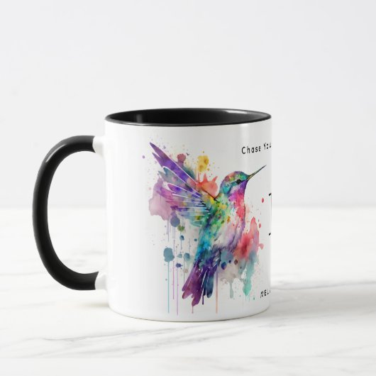 Waterverf Kleurrijke Hummingbird Monogram w / naam Mok (Links)
