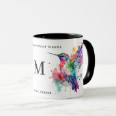 Waterverf Kleurrijke Hummingbird Monogram w / naam Mok (Voorkant rechts)