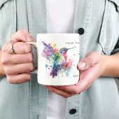 Waterverf Kleurrijke Hummingbird Monogram w / naam Tweekleurige Koffiemok