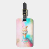Waterverf Kleurrijke Ice Cream Cone Monogram Bagagelabel (Voorkant verticaal)
