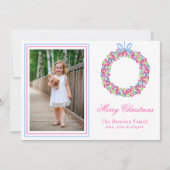 Waterverf Kleurrijke Kerst Baubles Krans Foto Feestdagenkaart (Voorkant)