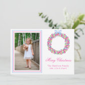 Waterverf Kleurrijke Kerst Baubles Krans Foto Feestdagenkaart (Staand voorkant)