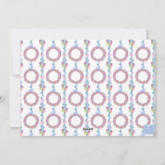 Waterverf Kleurrijke Kerst Baubles Krans Foto Feestdagenkaart (Achterkant)