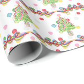 Waterverf Kleurrijke Kerst Confetti Bow Trees Cadeaupapier (Rol Hoek)