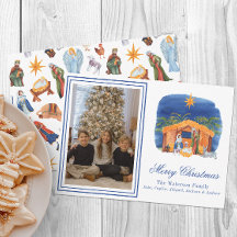 Waterverf Kleurrijke Kerst Kribbe Foto