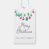 Waterverf Kleurrijke Kerst String Lights Cadeaulabel (Voorkant)