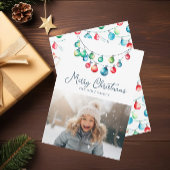 Waterverf Kleurrijke Kerst String Lights Foto Feestdagenkaart