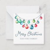 Waterverf Kleurrijke Kerst String Lights Foto Notitiekaartje (Voorkant)