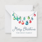 Waterverf Kleurrijke Kerst String Lights Notitiekaartje (Voorkant)