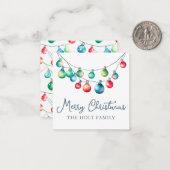 Waterverf Kleurrijke Kerst String Lights Notitiekaartje (Voorkant / Achterkant in situ)