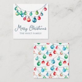 Waterverf Kleurrijke Kerst String Lights Notitiekaartje