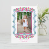 Waterverf Kleurrijke Kerst Tinsel Baubles Foto Feestdagenkaart (Staand voorkant)