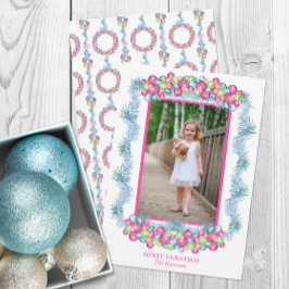 Waterverf Kleurrijke Kerst Tinsel Baubles Foto Feestdagenkaart