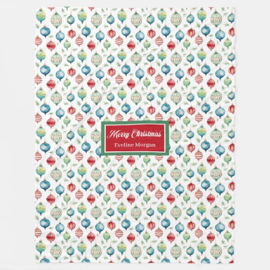 Waterverf kleurrijke kerstballen deken (Voorkant)