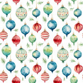 Waterverf kleurrijke kerstballen deken