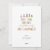 Waterverf kleurrijke kerstbomen feestdagenkaart (Achterkant)