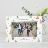 Waterverf kleurrijke kerstbomen feestdagenkaart (Staand voorkant)