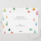 Waterverf kleurrijke kerstbomen folie feestdagenkaart (Achterkant)