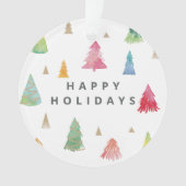 Waterverf kleurrijke kerstbomen ornament (voorkant)