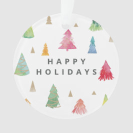 Waterverf kleurrijke kerstbomen ornament