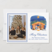 Waterverf Kleurrijke Kerstmis Geboorte Foto Feestdagenkaart (Voorkant)