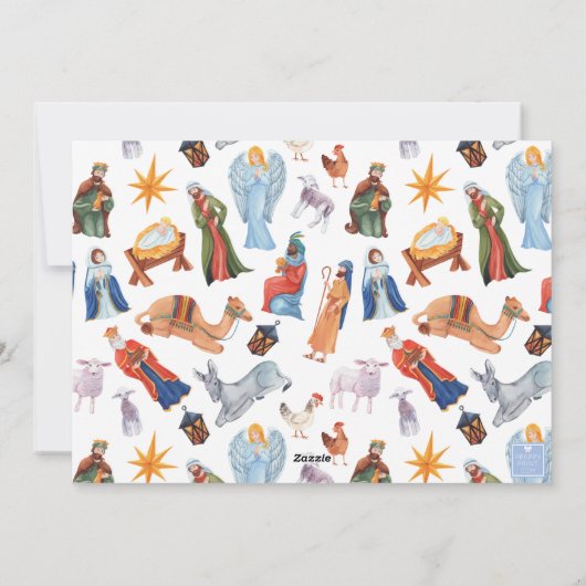 Waterverf Kleurrijke Kerstmis Geboorte Foto Feestdagenkaart (Achterkant)