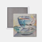 Waterverf kleurrijke koffie-mok met saucer magneet (Voorkant / Achterkant)