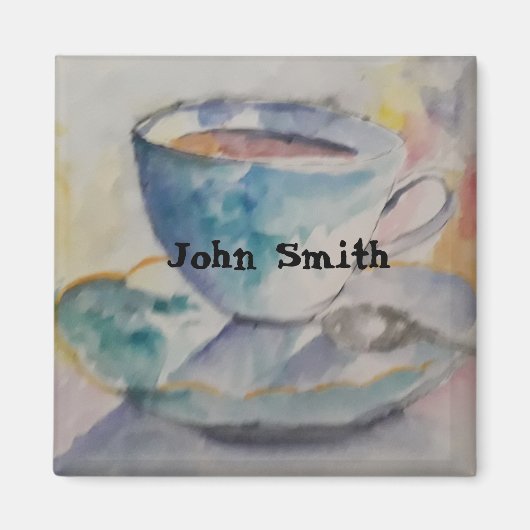 Waterverf kleurrijke koffie-mok met saucer magneet (Voorkant)