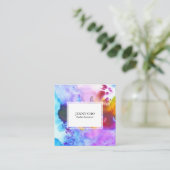 Waterverf kleurrijke levendige getextureerde QR-co Vierkante Visitekaartje (Staand voorkant)