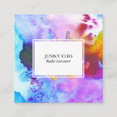 Waterverf kleurrijke levendige getextureerde QR-co Vierkante Visitekaartje (Voorkant)