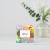 Waterverf kleurrijke levendige getextureerde QR-co Vierkante Visitekaartje (Staand voorkant)