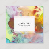 Waterverf kleurrijke levendige getextureerde QR-co Vierkante Visitekaartje (Voorkant)