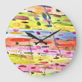 Waterverf kleurrijke lijnen Abstract Grote Klok