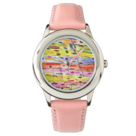 Waterverf kleurrijke lijnen Abstract Horloge