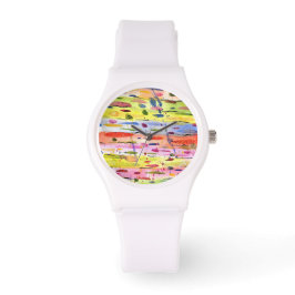 Waterverf kleurrijke lijnen Abstract Horloge