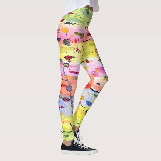 Waterverf kleurrijke lijnen Abstract Leggings (Rechts)