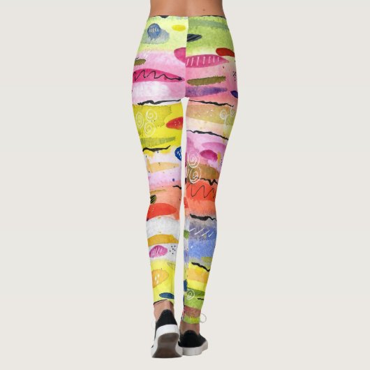 Waterverf kleurrijke lijnen Abstract Leggings (Achterkant)