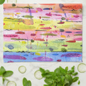 Waterverf kleurrijke lijnen Abstract Theedoek (Gevouwen)