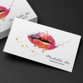 Waterverf Kleurrijke Lips Makeup Artist Salon Visitekaartje