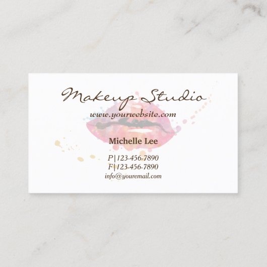 Waterverf Kleurrijke Lips Makeup Artist Salon Visitekaartje (Achterkant)