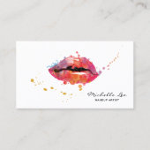 Waterverf Kleurrijke Lips Makeup Artist Salon Visitekaartje (Voorkant)